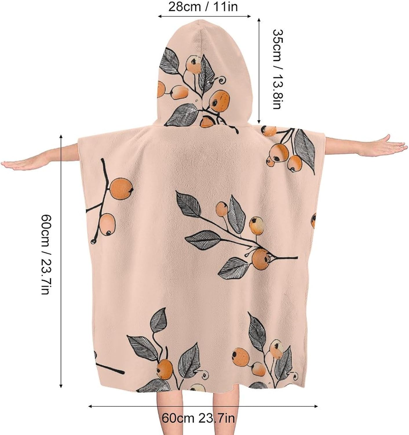 Kids Hooded Pool Towel with Soft Berries Print