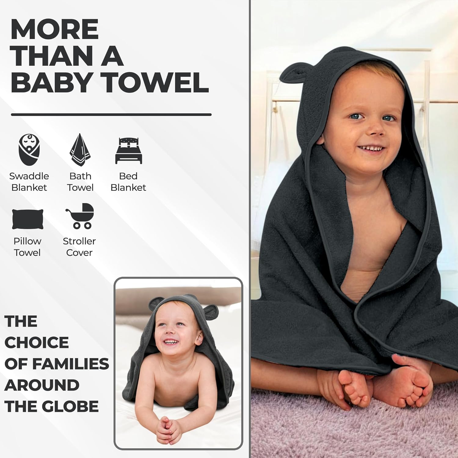 Organic Cotton Toddler Towel Poncho for Boys Girls 0-5T
