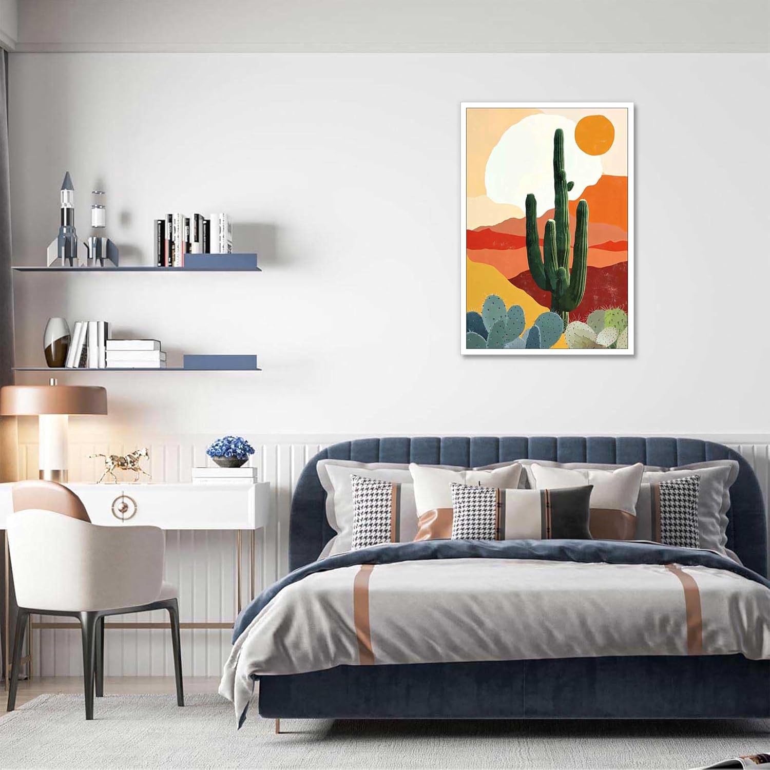 Vintage Desert Landscape Cactus Sunset Poster 24x36in
