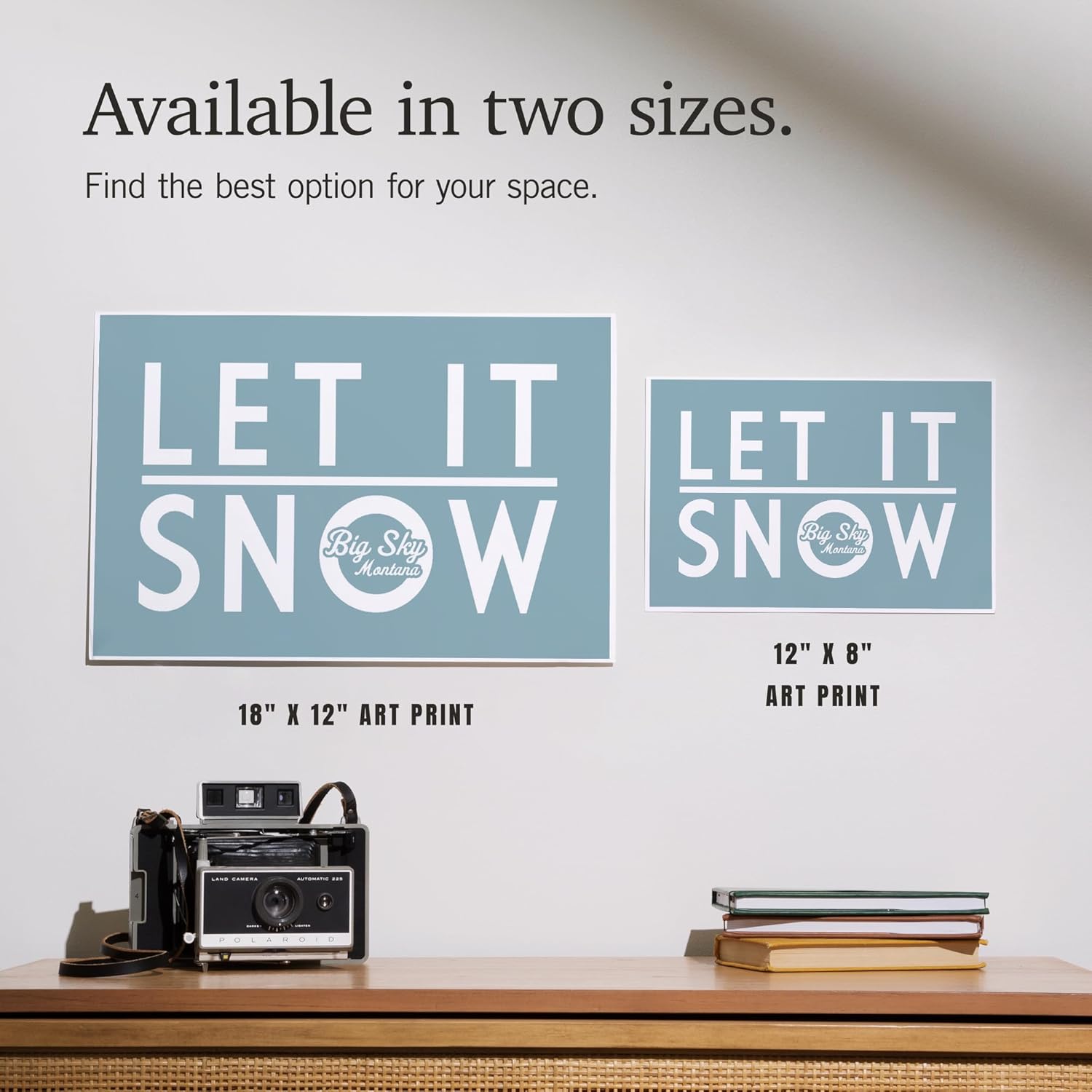 Lantern Press 8x12 Art Print Big Sky Montana Let it Snow Light Blue
