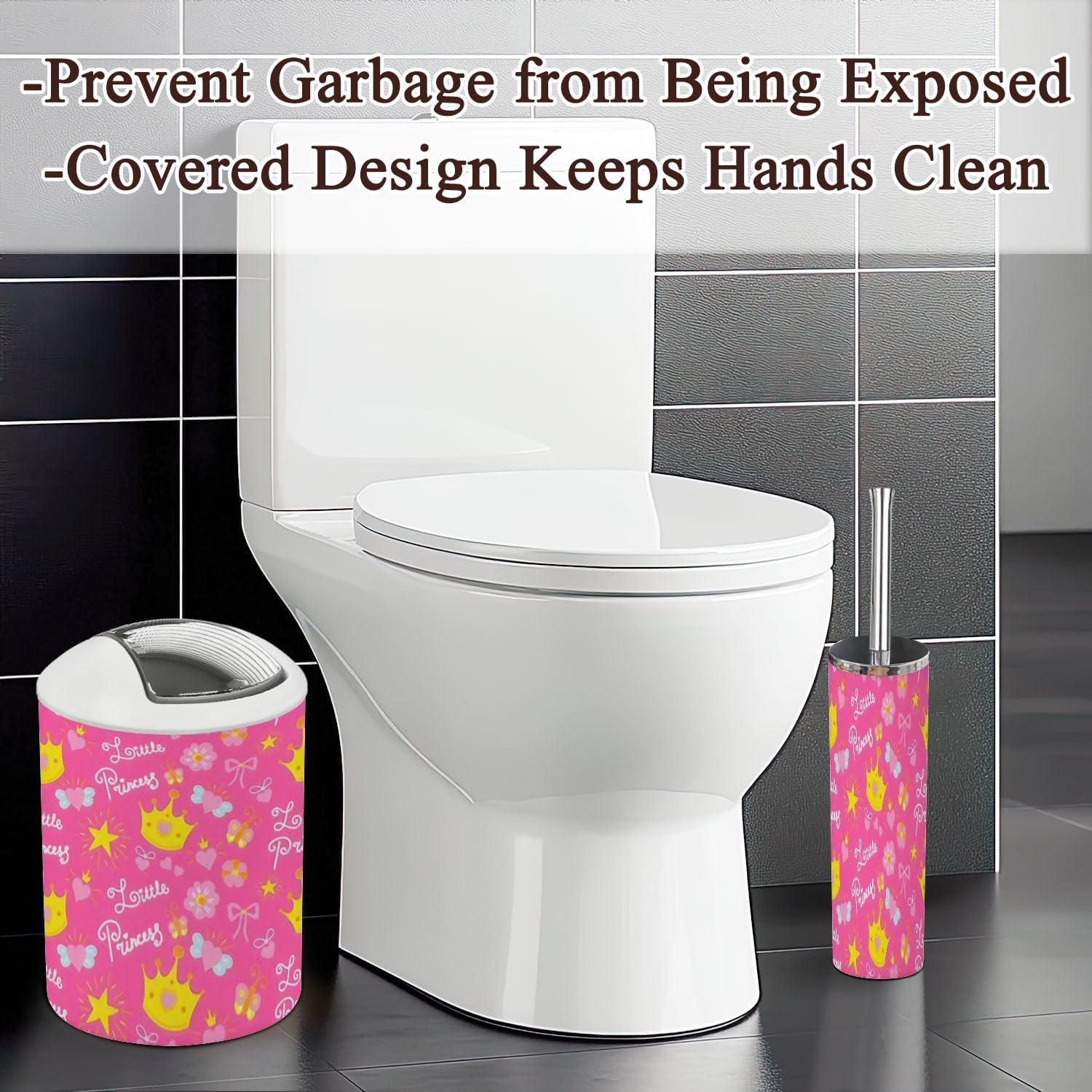 Pink Princess Kids Bathroom Accessories Set 6 Pcs