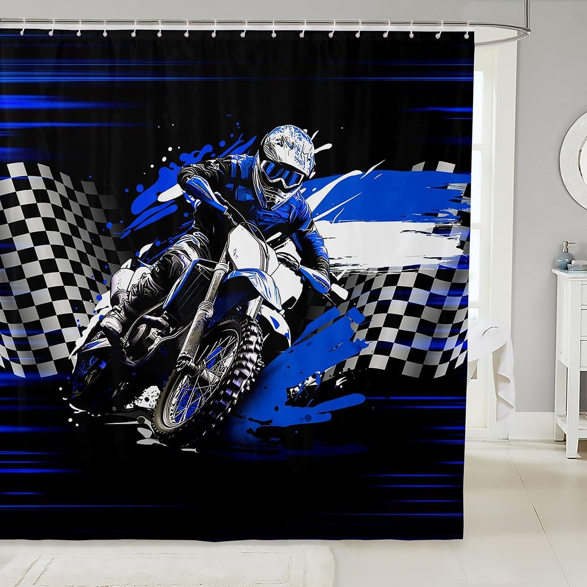 Feelyou Dirt Bike Racing Shower Curtain Set 72x78