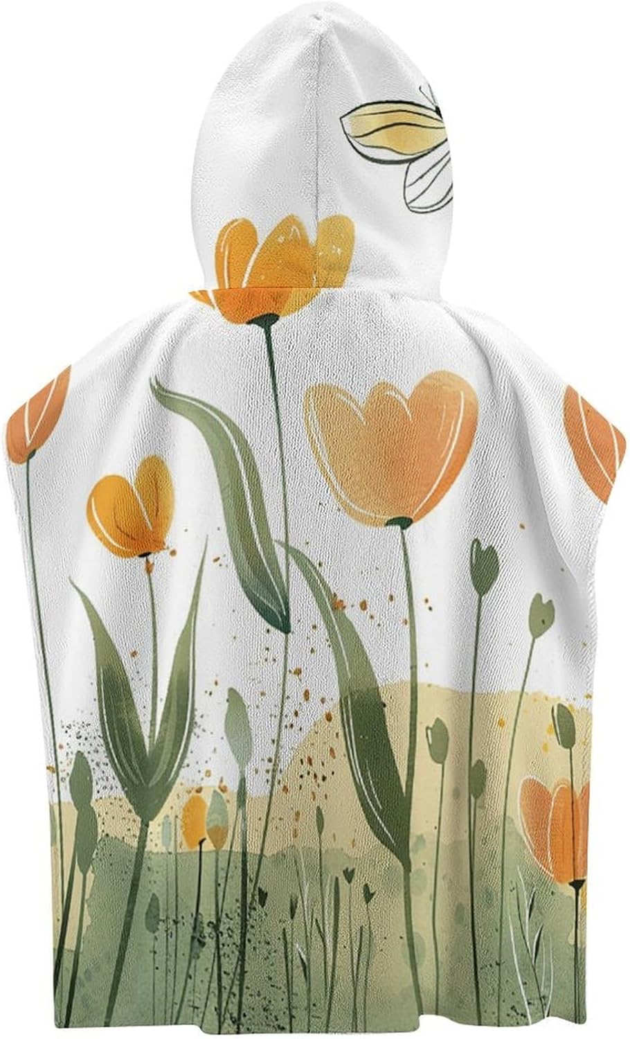 Kids Hooded Beach Towel with Tulips Design