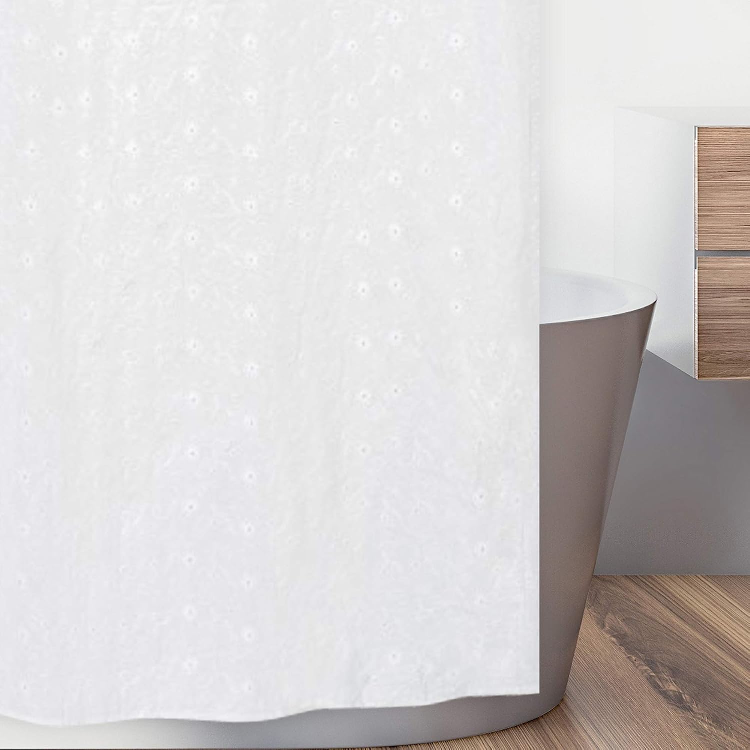 Sweet Jojo Designs White Eyelet Kids Shower Curtain