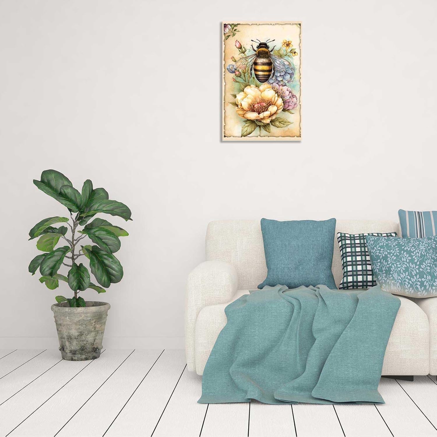 Vintage Floral Wasp Poster 24x36 Framed