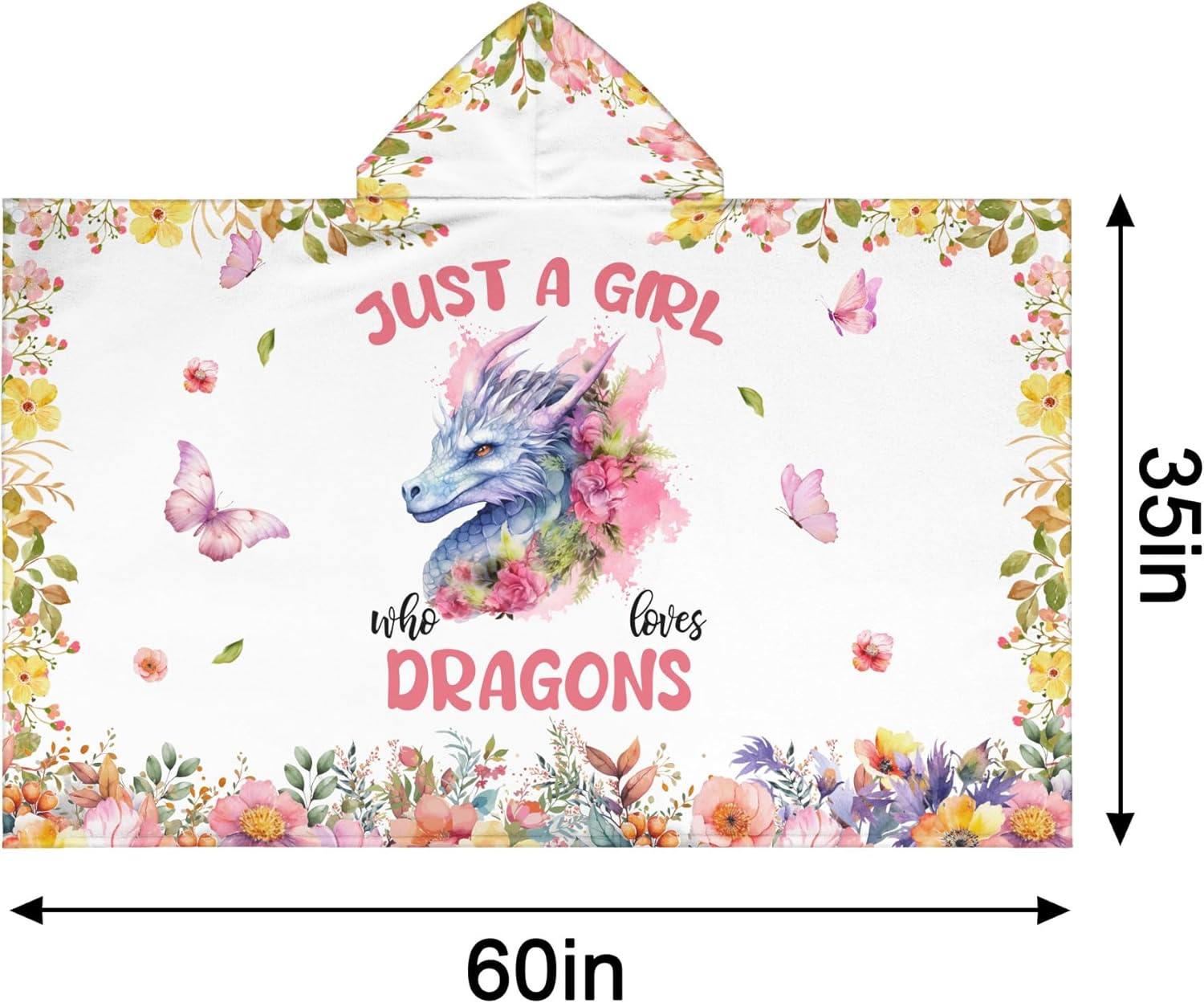 Dragon Hooded Bath Towels for Girls