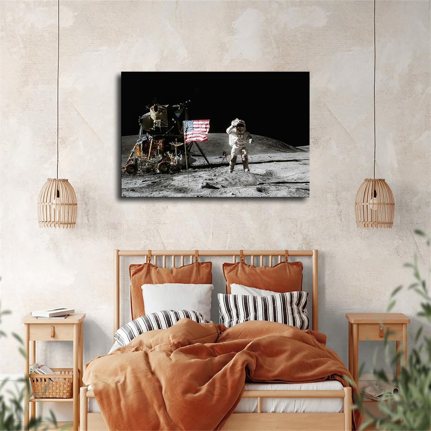 Apollo 11 Moon Landing Flag Saluting Poster Canvas