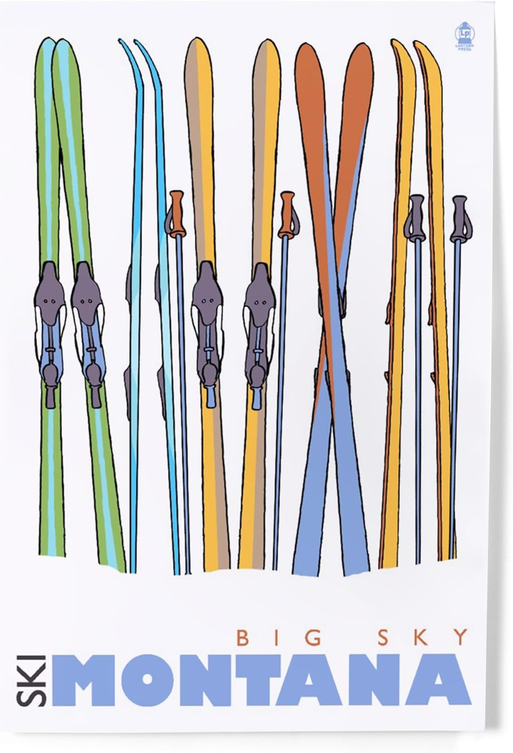 Lantern Press 8x12 Art Print Skis in Snow Big Sky Montana