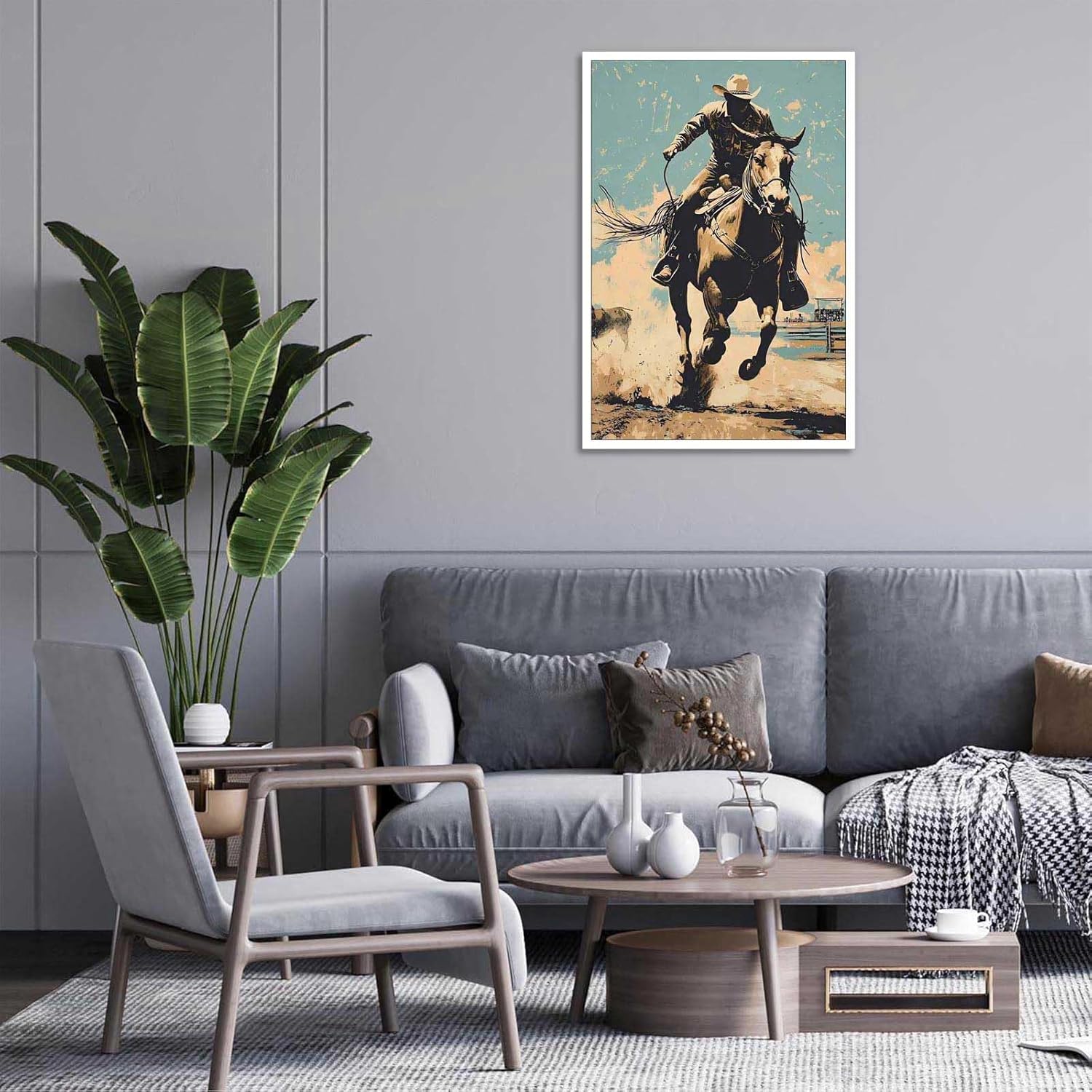Vintage Western Cowboy Poster 12x16in Unframed