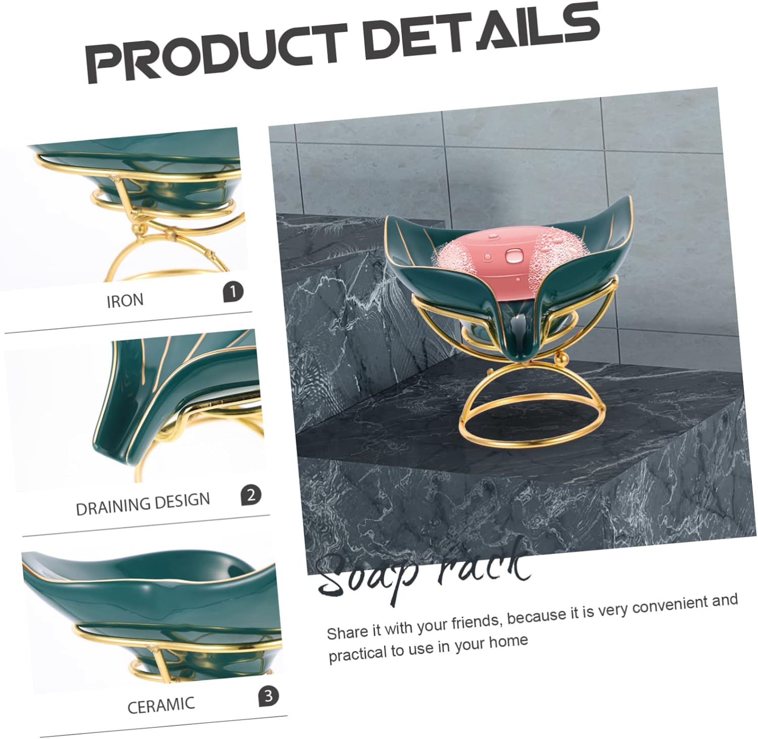 GLEAVI Multi Functional Ceramic Soap Holder Mermaid Tail