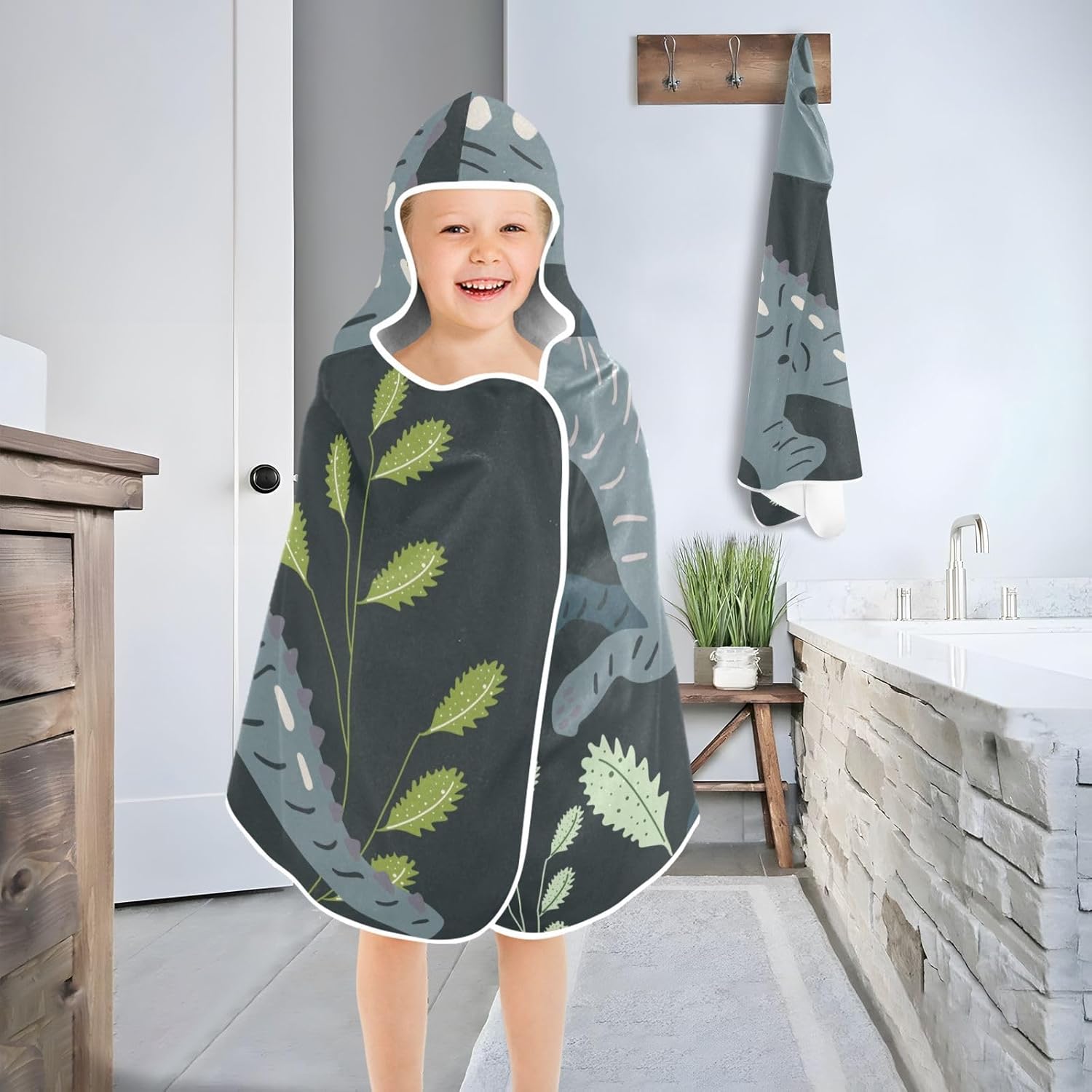 Susiyo Walking Dinosaurs Kids Bath Towel with Hood
