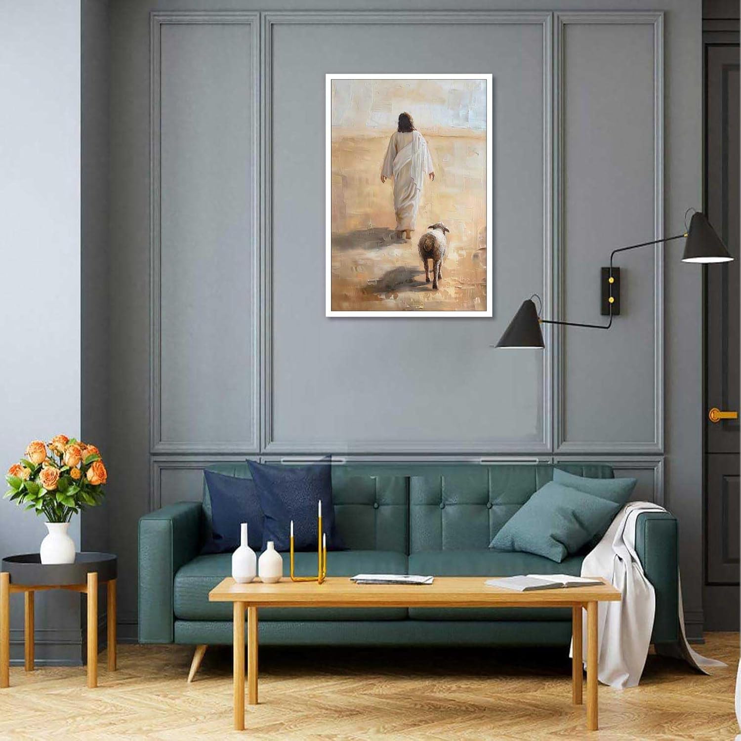 Jesus And The Lamb Poster 12x16in Unframed Wall Art