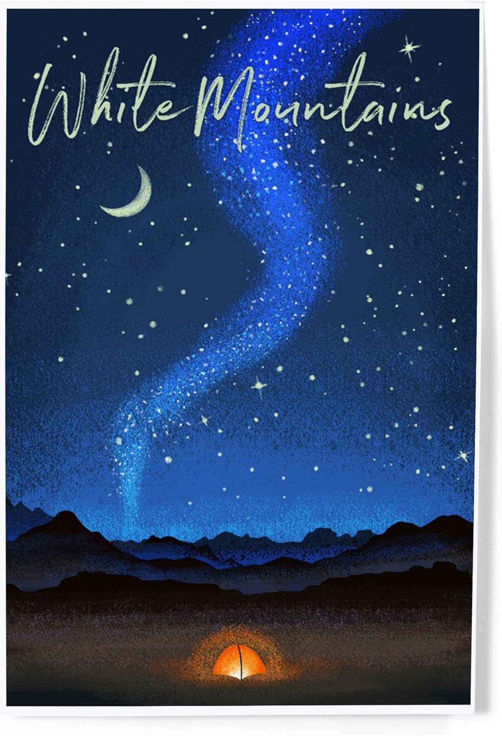 Lantern Press 8x12 Art Print White Mountains Camping Scene