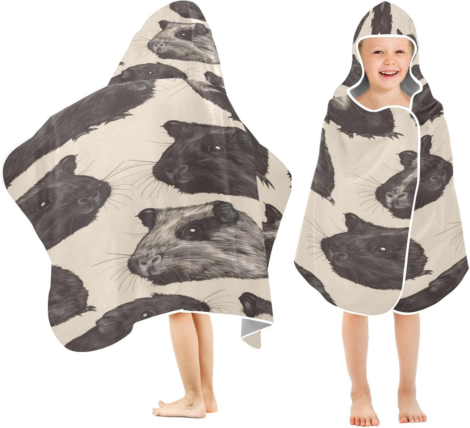 Msyxl Guinea Pig Pattern Hooded Kids Bath Towel