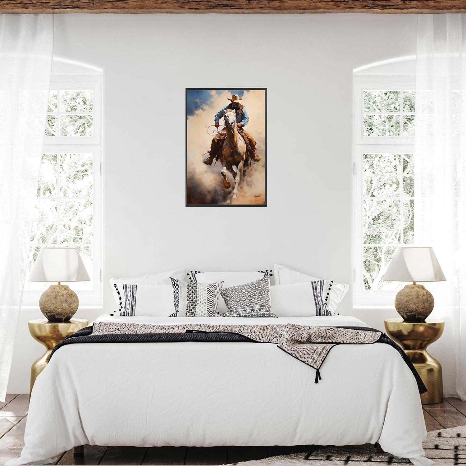 Vintage Western Cowboy Poster 12x16in Framed