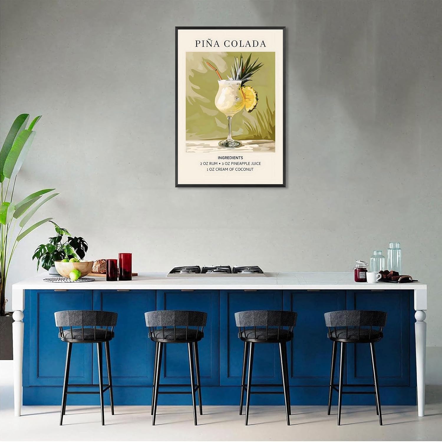 Framed Cocktail Posters 12x16in College Style