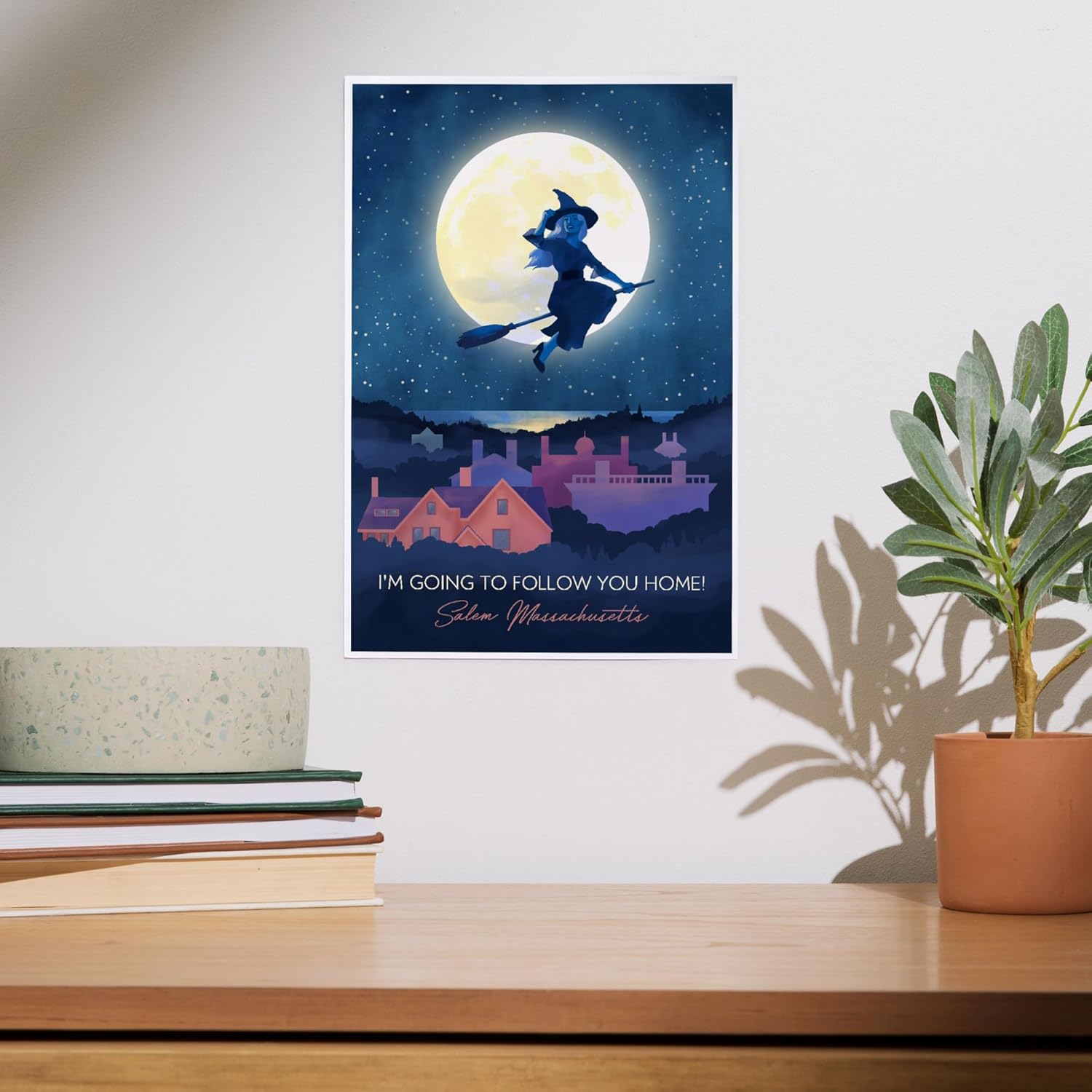 Lantern Press 8x12 Art Print Salem Witch Night Sky