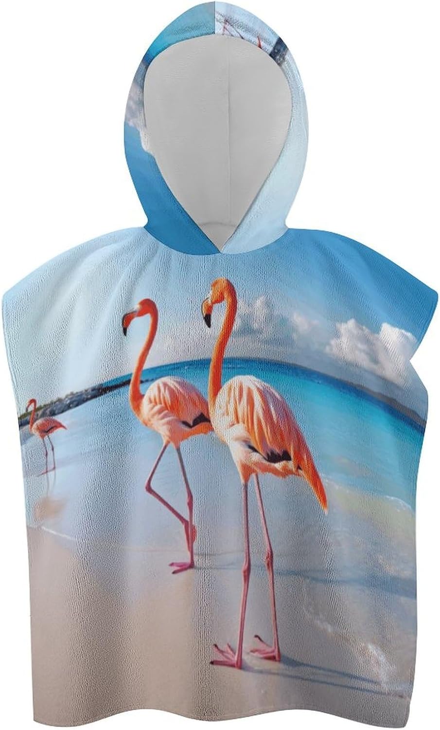 Kids Bath Towel with Flamingo Print Hood
