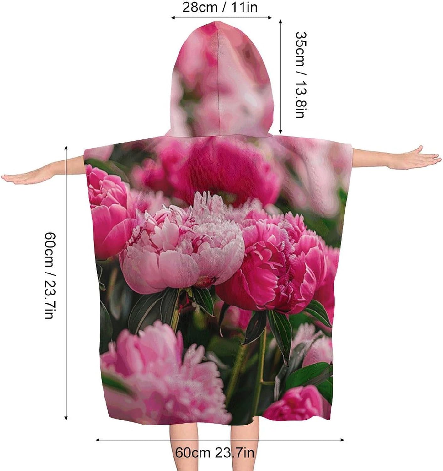 Kids Hooded Bath Towel with Flower Design