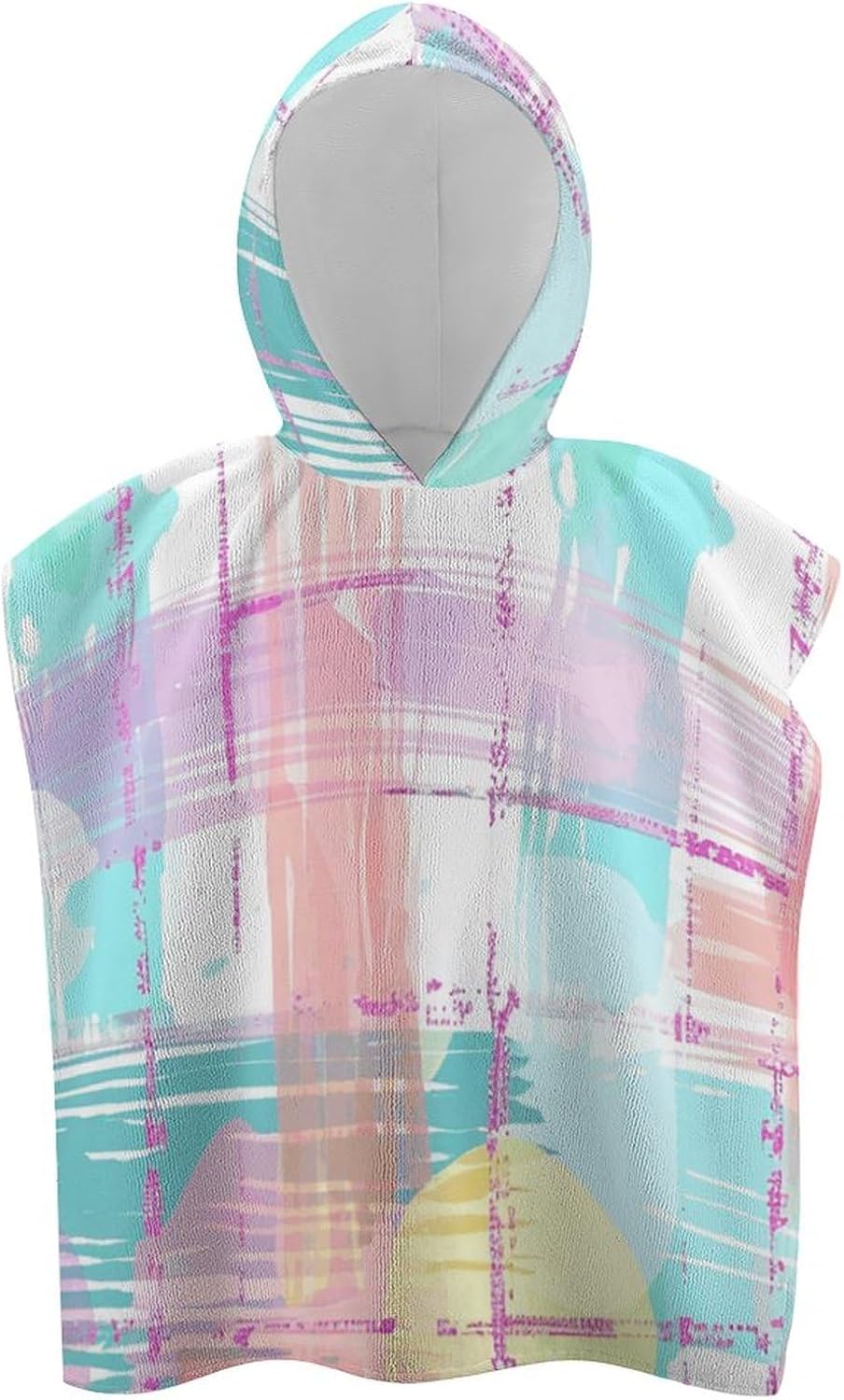 Kids Hooded Bath Towel with Plaid Pattern