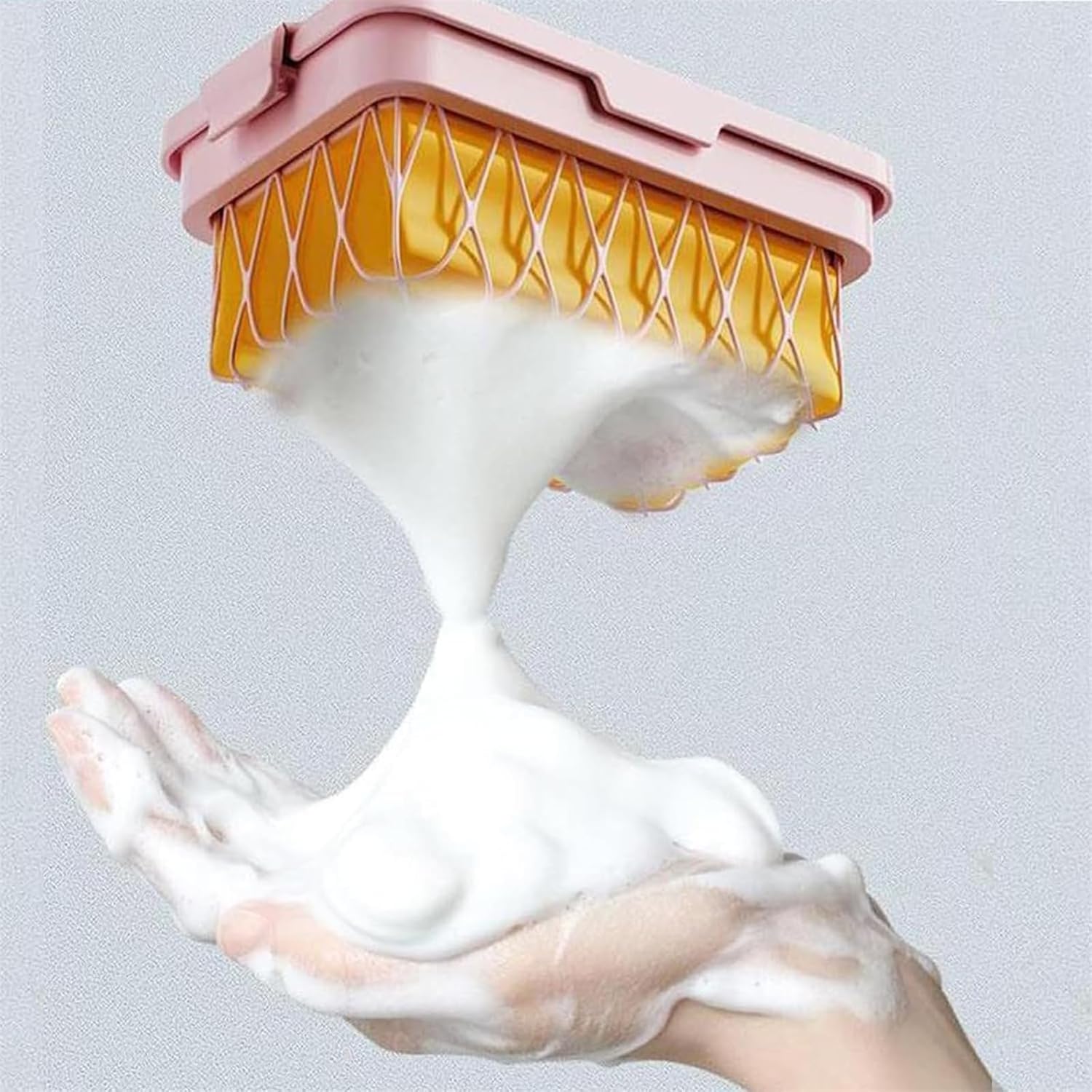 Highly Elastic Mesh Foaming Soap Box Durable and Flexible Non-slip Design Pink