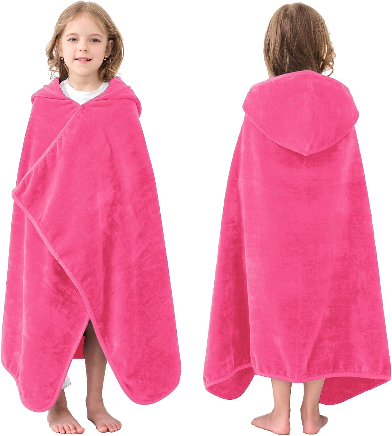 Hiturbo Kids Hooded Bath Towel - Pink 50x30 Inches