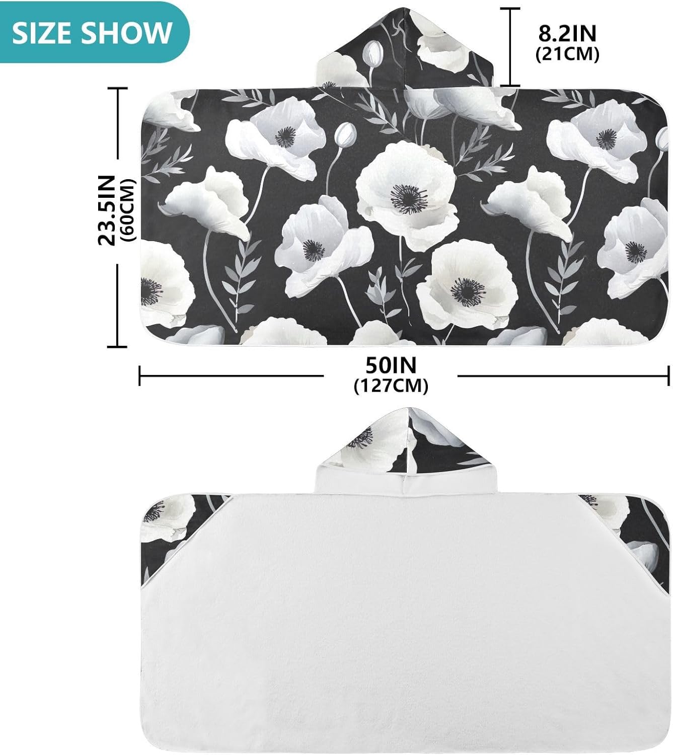 J JOYSAY White Hooded Kids Beach Towel