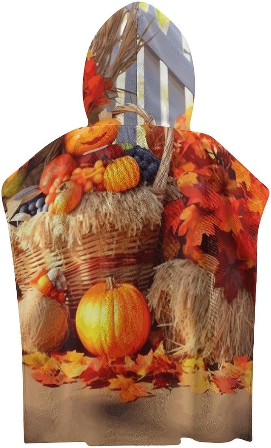 Kids Hooded Bath Towel with Autumn Thanksgiving Print