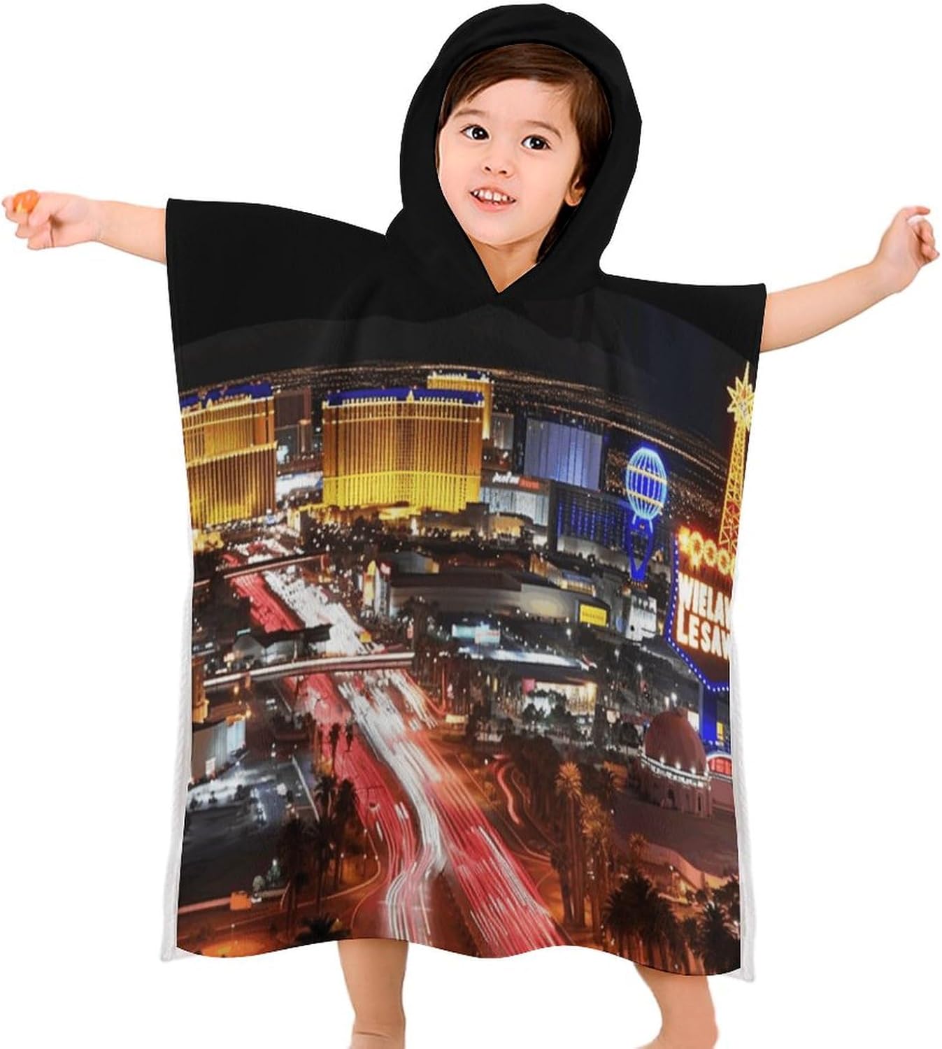 Kids Bath Towel with Las Vegas Night City Print