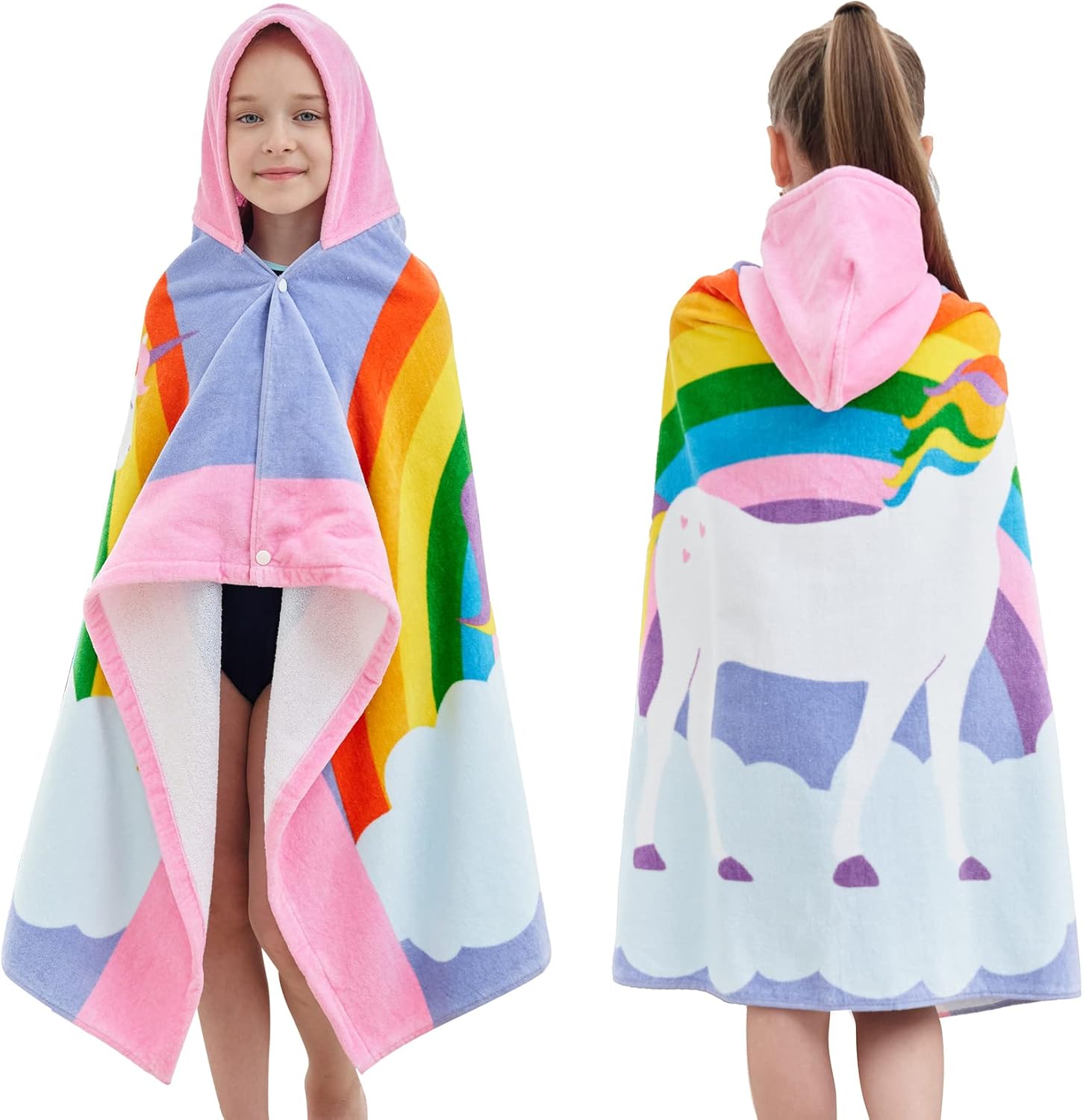 Kids Beach Towel Hooded Bath Towel for Boys Girls Age 3-10