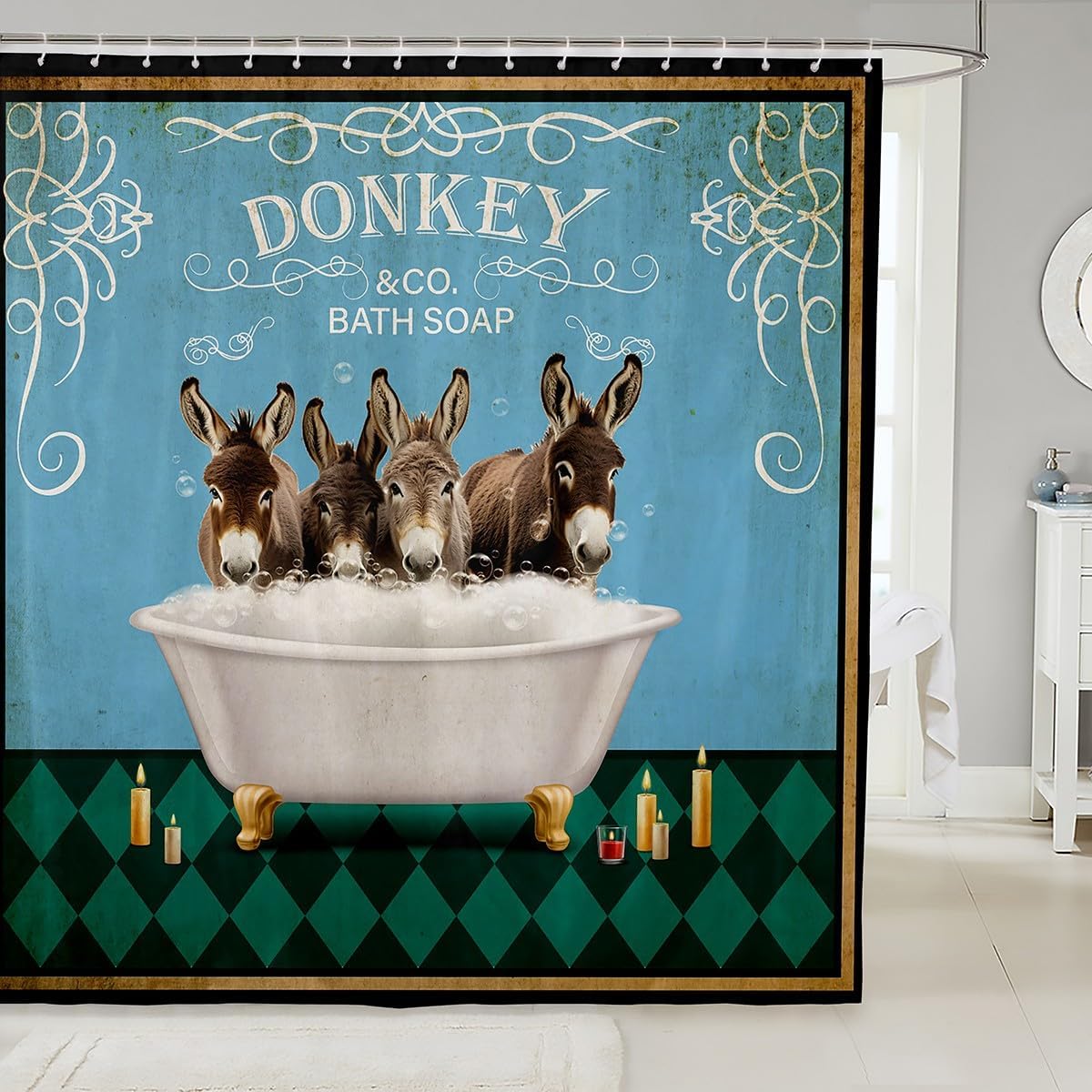 Cute Donkey Shower Curtain for Kids