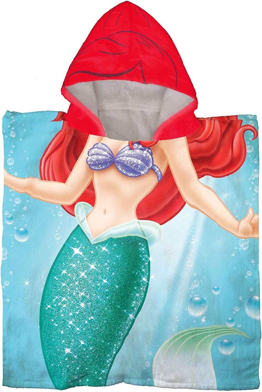 Disney The Little Mermaid Ariel Kids Bath Hooded Poncho