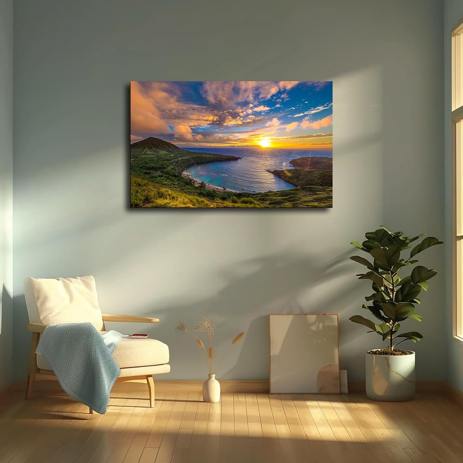 Sunrise at Hanauma Bay Landscape Poster Canvas Print 20x30 Framed