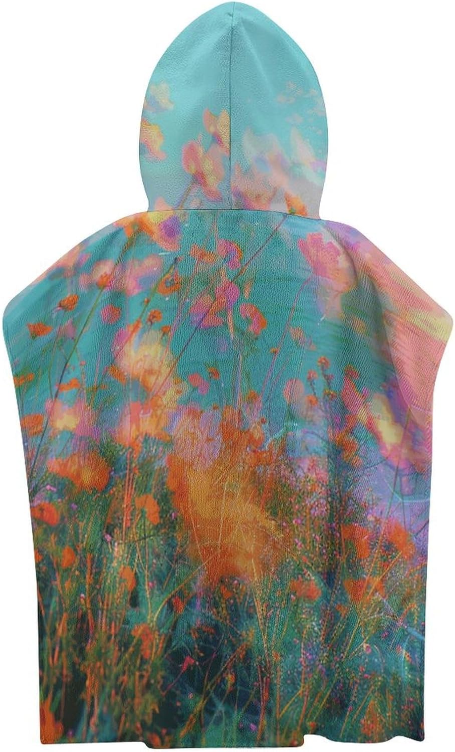 Kids Hooded Towel with Blurry Flowers Print