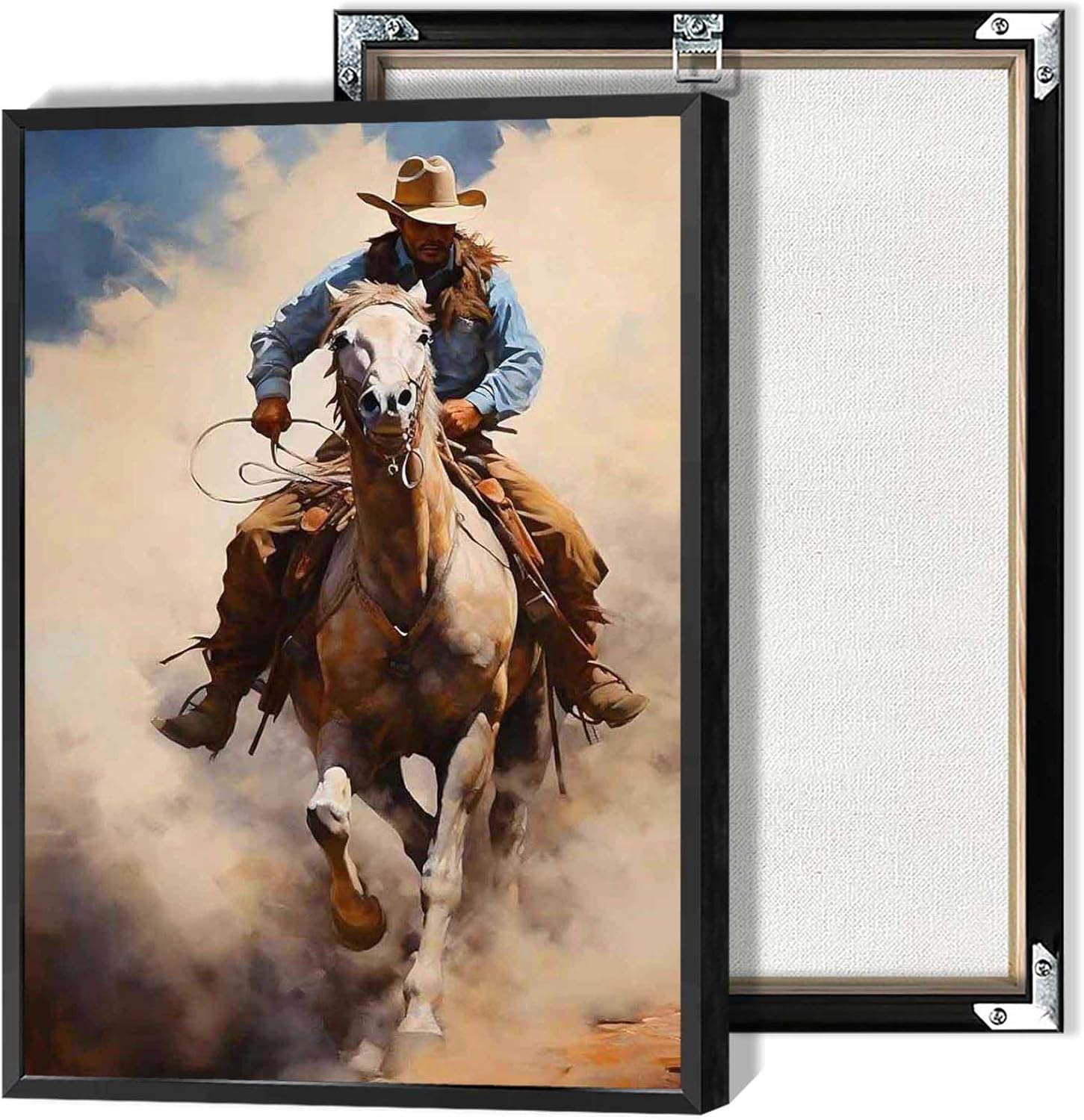 Vintage Western Cowboy Poster 12x16in Framed