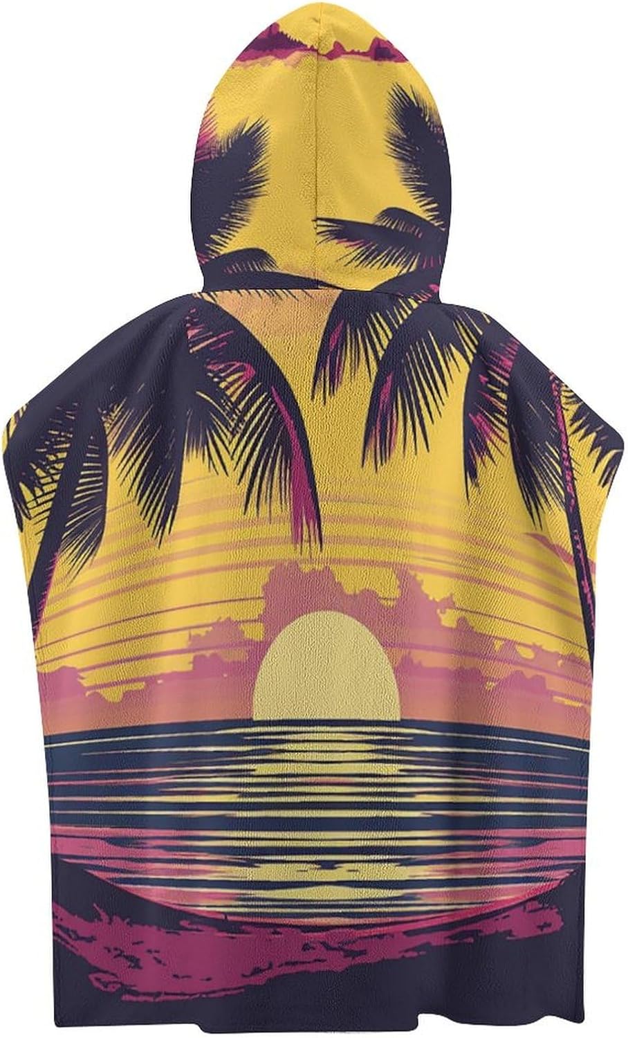 Kids Bath Towel with Sunset Design Hooded Beach Towel for Boys Girls