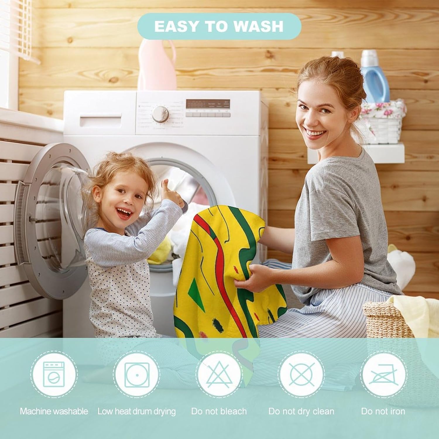 Kids Hooded Bath Towel with Wavy Lines