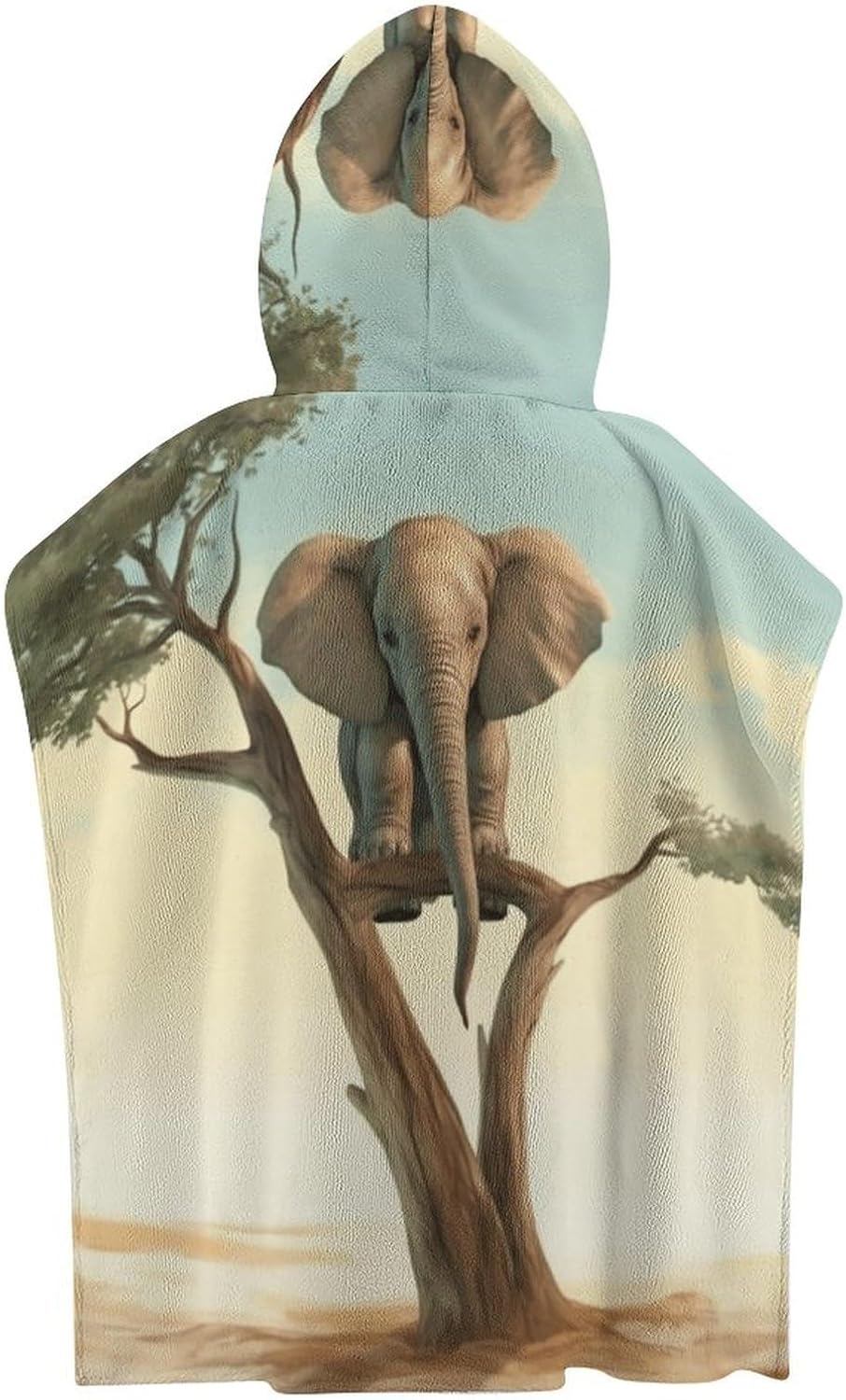 Kids Hooded Beach Towel with Elephant Print