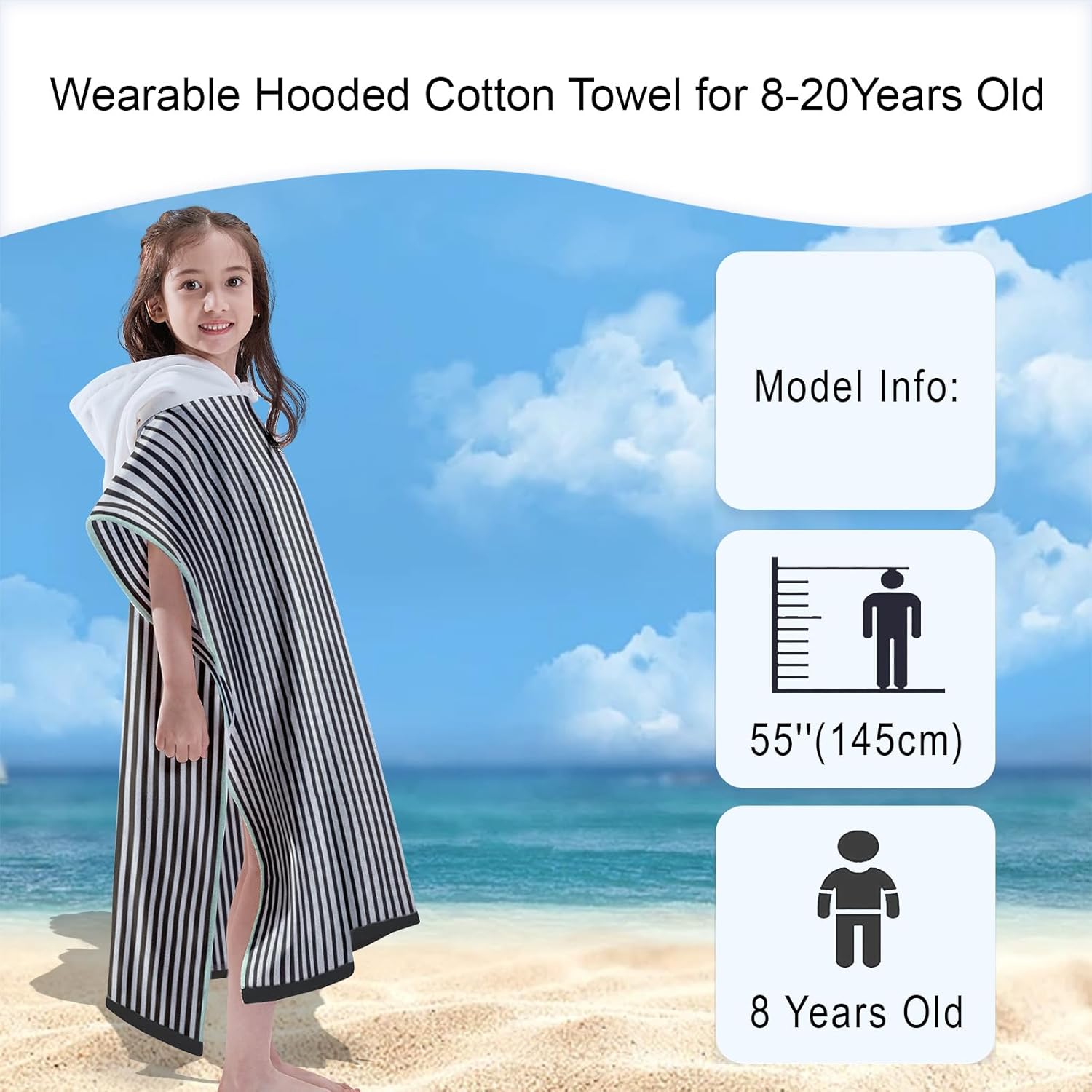VOOVA MOVAS Hooded Beach Towel for Big Kids