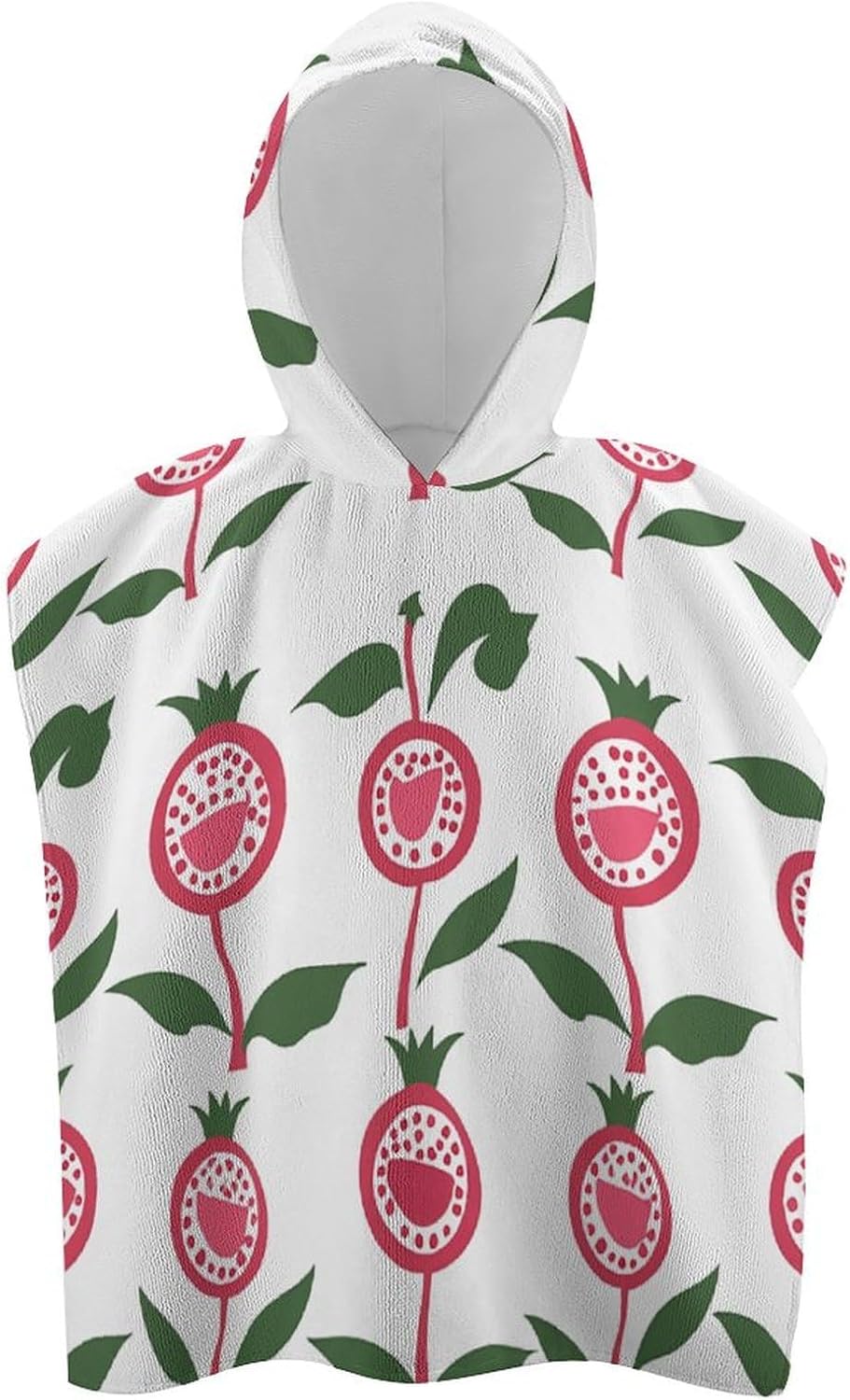 Kids Hooded Beach Towel with Pomegranate Pattern Design