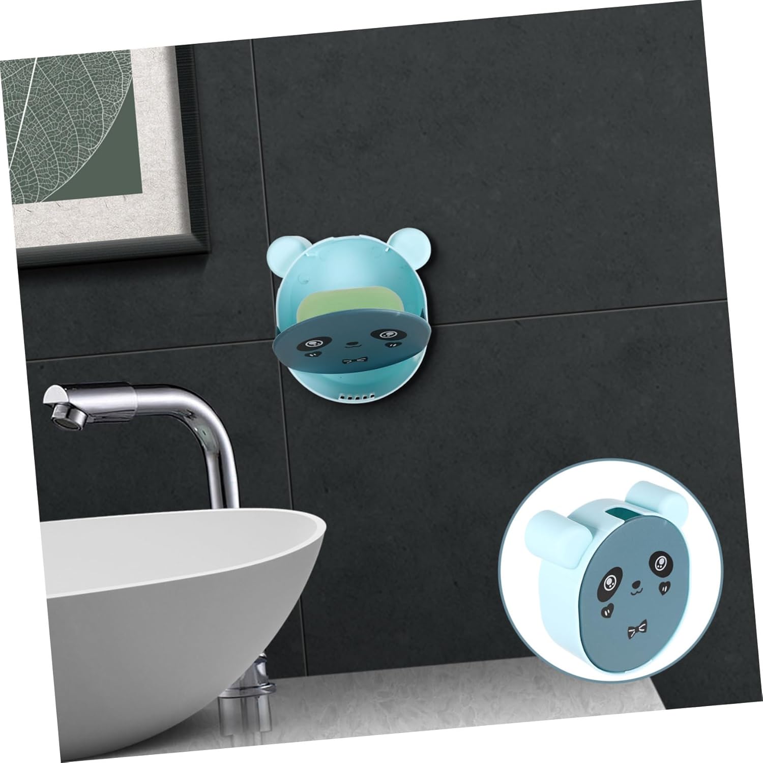 Cabilock Cartoon Soap Holder Wall Mounted with Drain Design