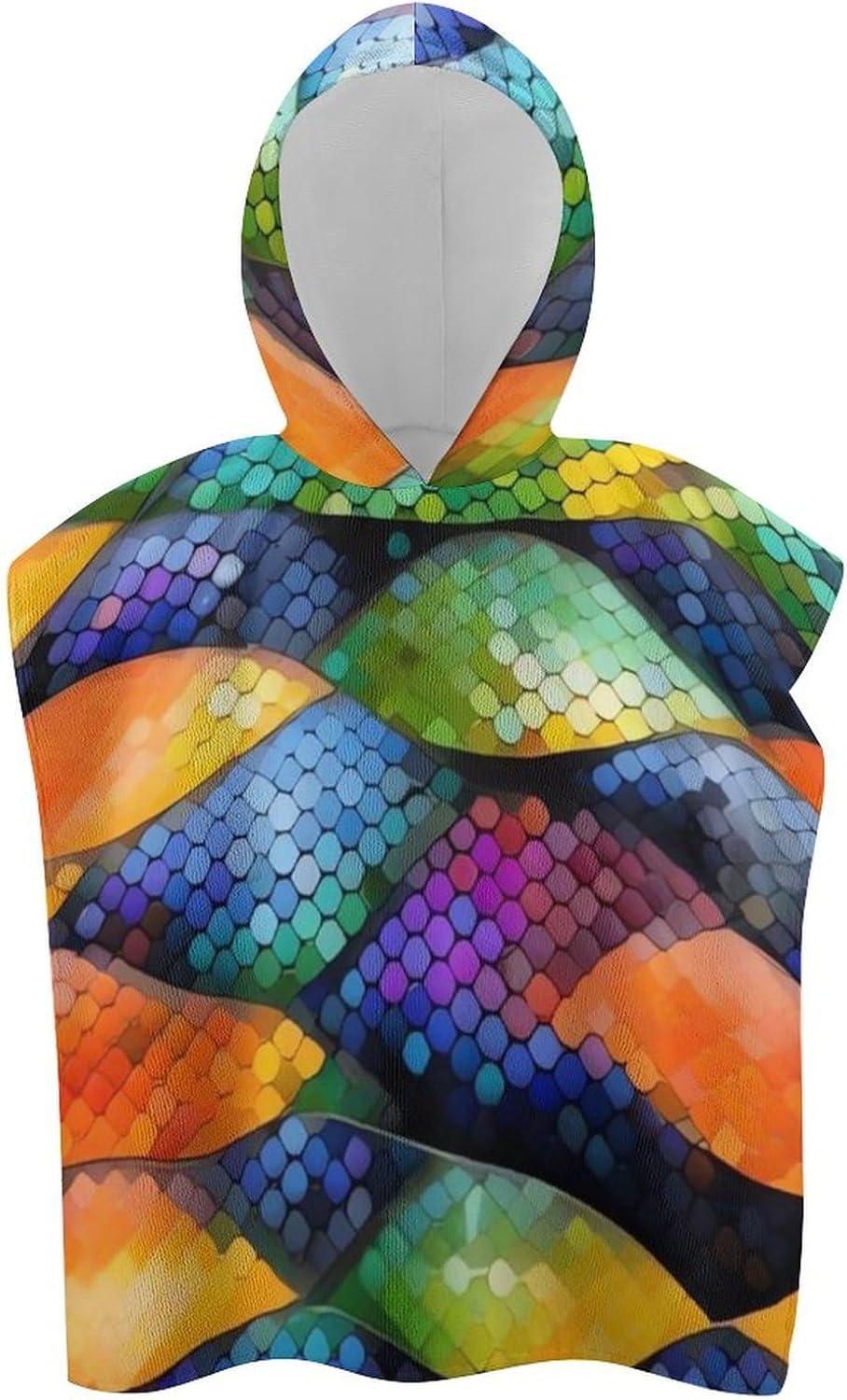 Kids Bath Towel with Hood Rainbow Fish Design