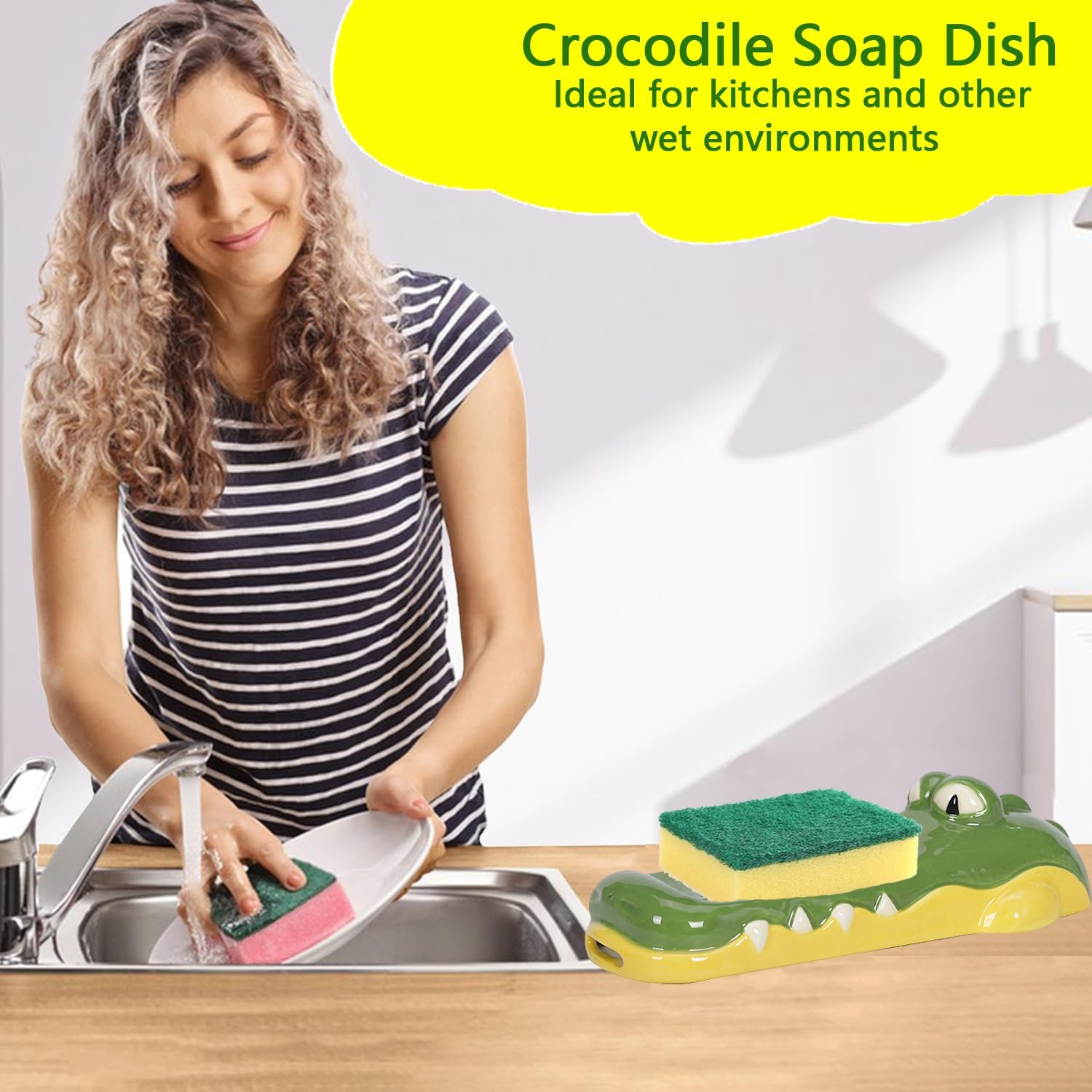 UAYBABU Crocodile Soap Dish Self-Draining Kitchen Sink Organizer