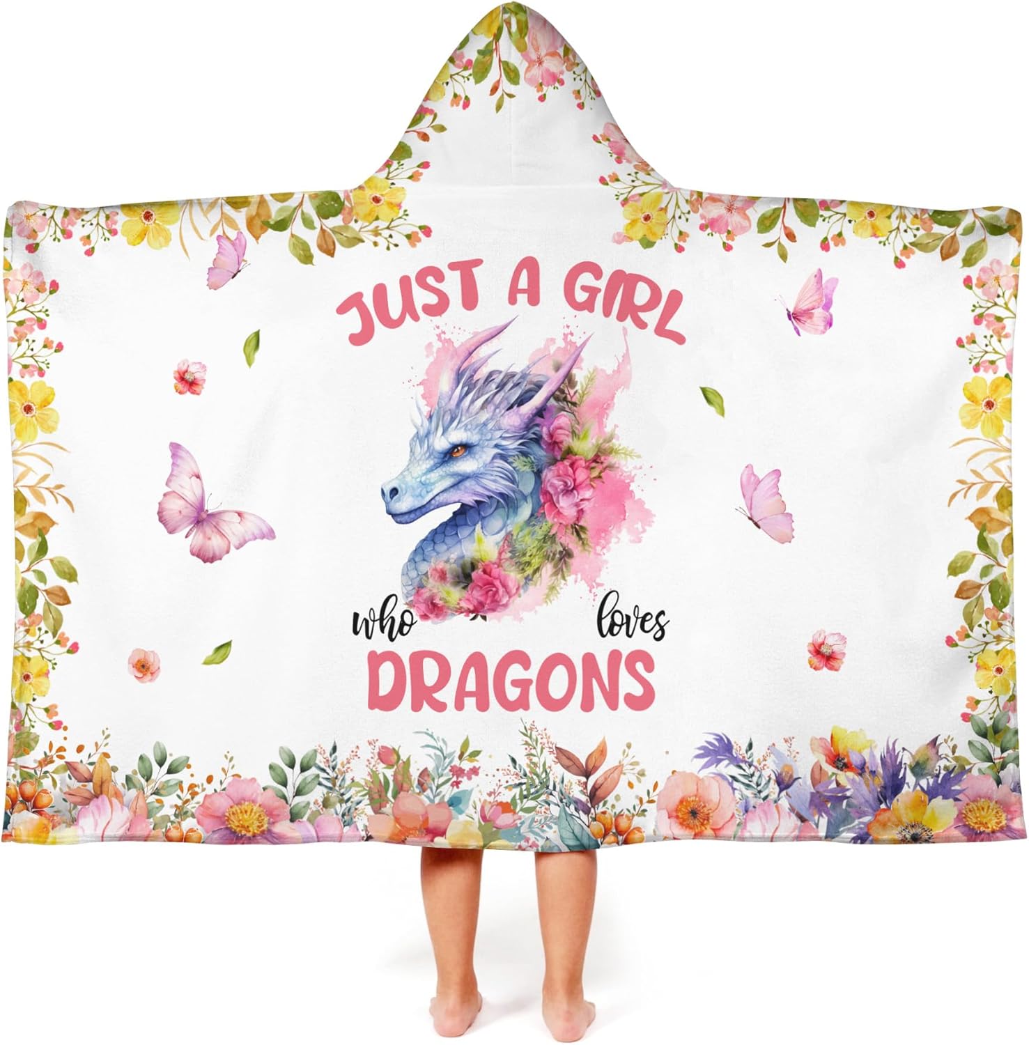 Dragon Hooded Bath Towels for Girls