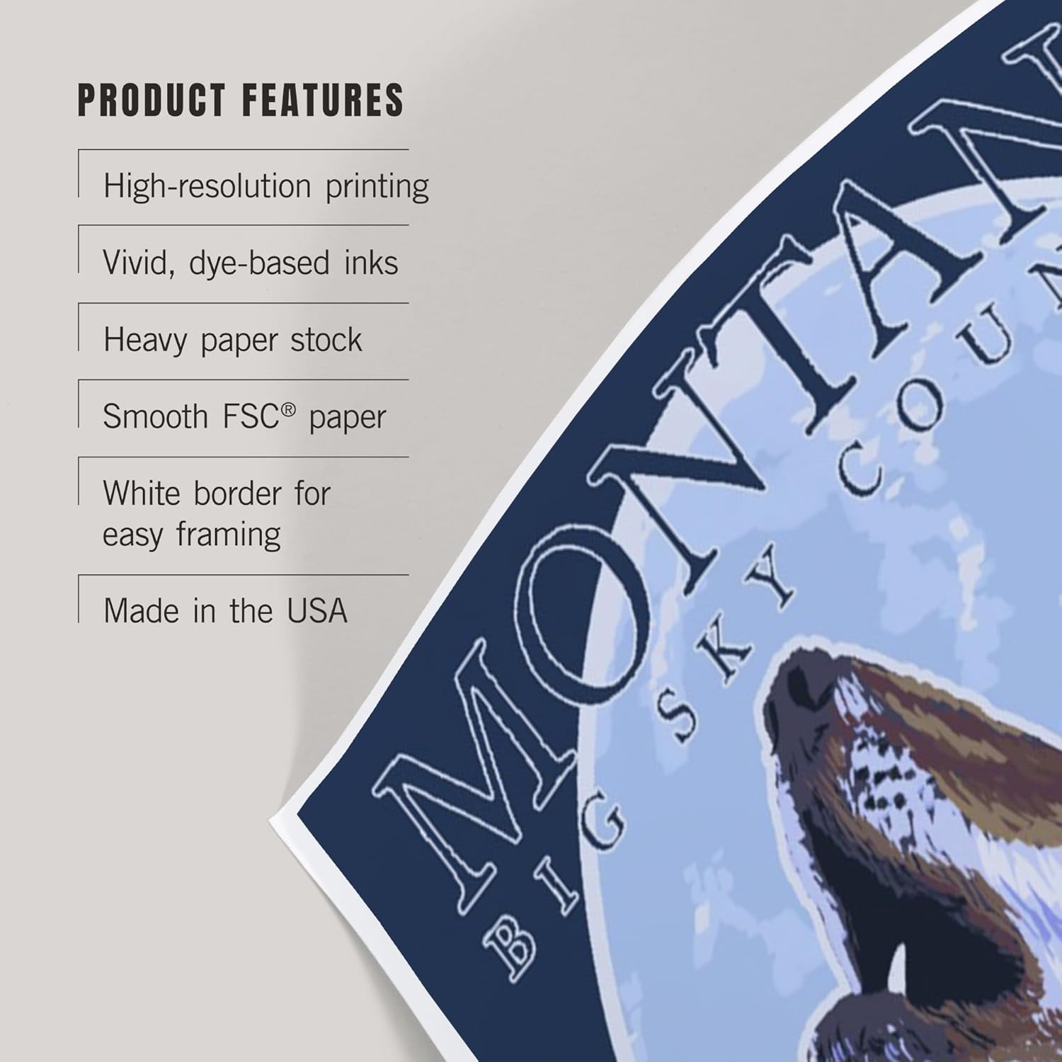 Lantern Press 8x12 Art Print Montana Big Sky Country Howling Wolf