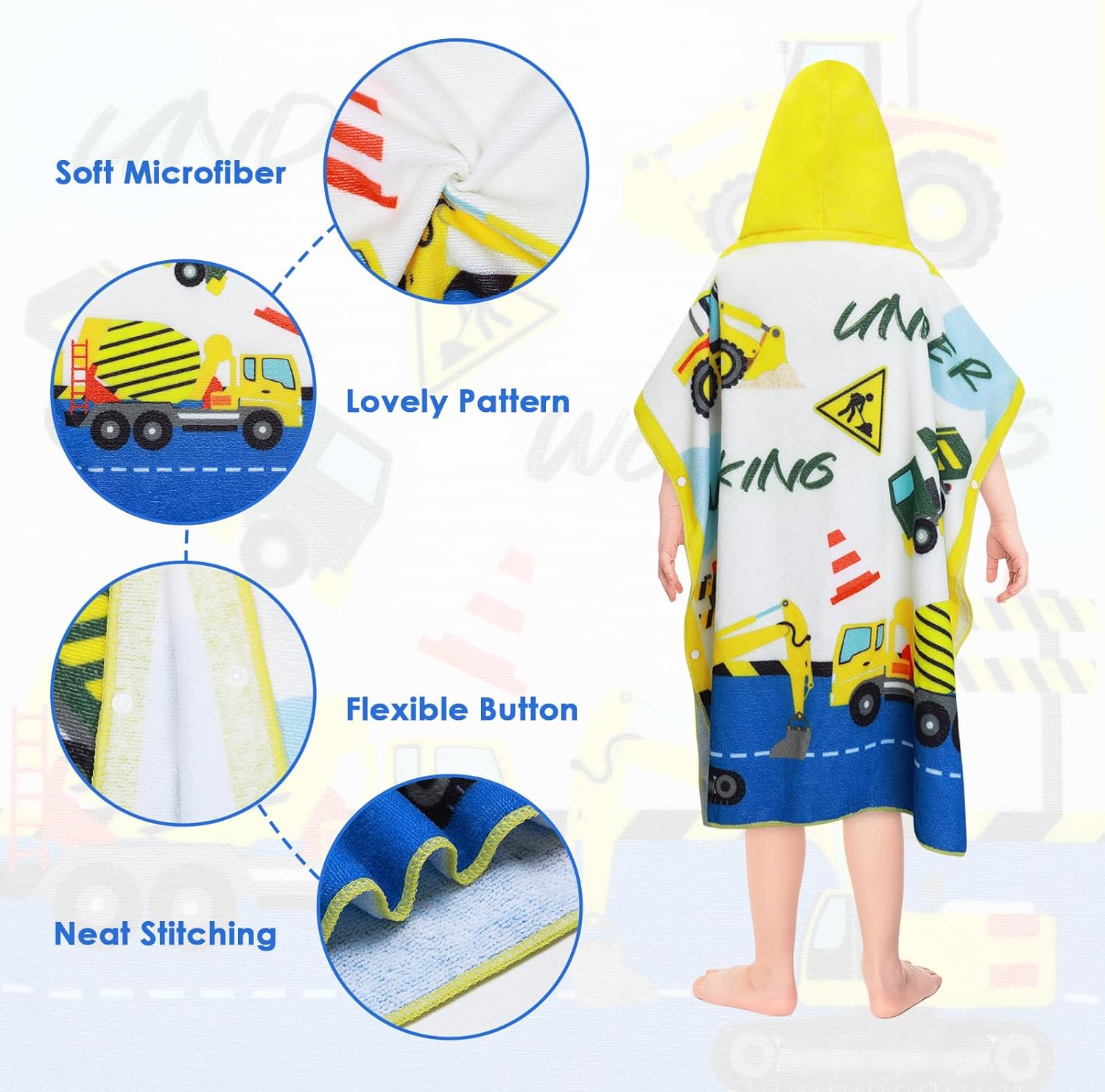Kids Beach Towels with Hood for Boys Girls