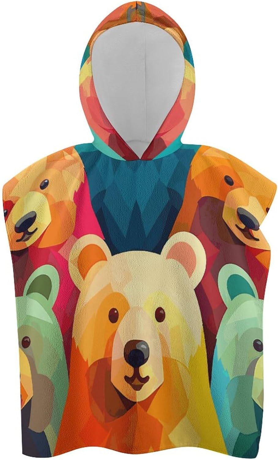 Colorful Bear Hooded Bath Towel for Kids