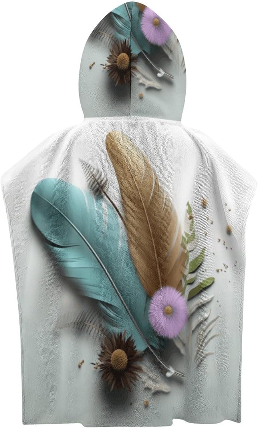 Kids Hooded Towel with Feather Flower Print