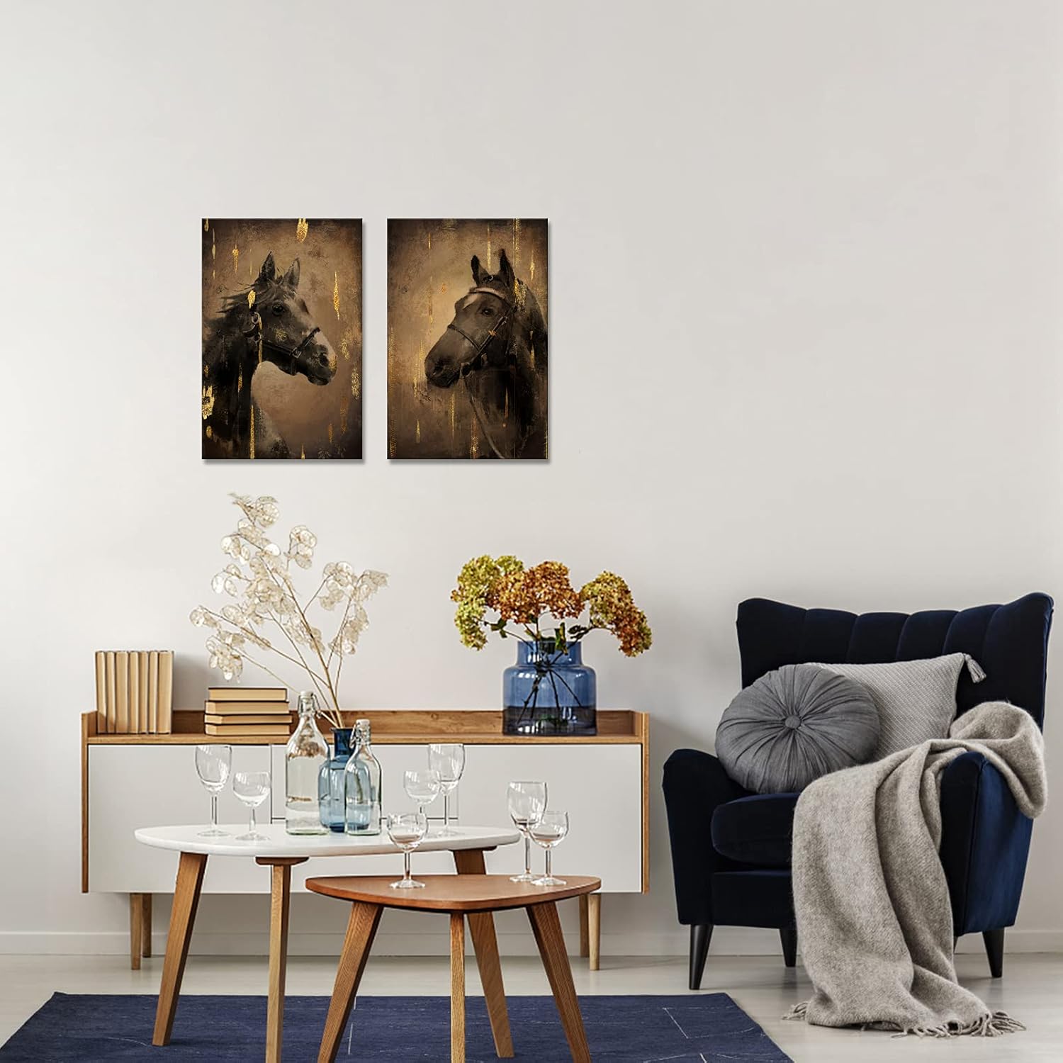 HOMEOART Horse Wall Art 12x16 Inches 2 Piece