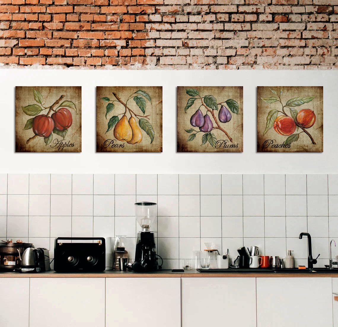 NLKTIYC Fruit Wall Art Set 4 Panels Canvas Print